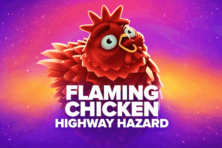 Flaming chicken highway hazard casino game logo.png